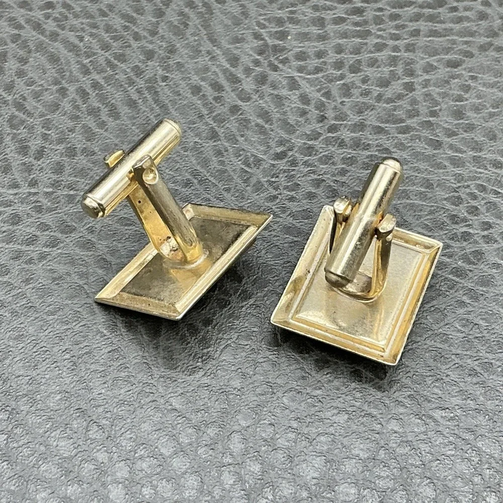 Vintage Washington DC US Capitol Cufflinks Tie Clip Set Gold Tone Mens Souvenir